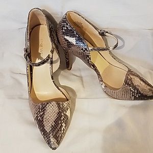 Nine West Jennelle Snake Print Ankle Straps